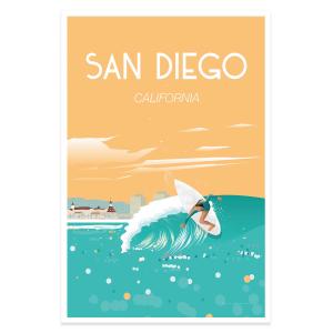 Affiche ville voyage San Diego California sans cadre 20x30cm