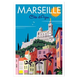 Affiche vintage Marseille sans cadre 20x30 cm