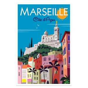 Affiche vintage Marseille sans cadre 20x30cm
