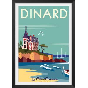 Affiche voyage à dinard avec cadre noir 60x90 cm