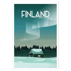 Affiche voyage laponie finlandaise sans cadre 20x30 cm