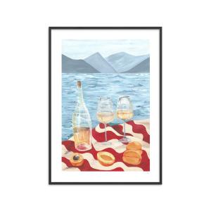 Affiche ''Wine by the Sea '' Cadre noir - 30x40 cm