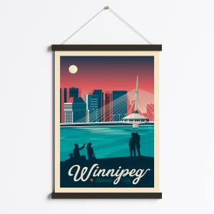 Affiche Winnipeg Canada   Cadre Magnétique (Bois Noir) 50x7…
