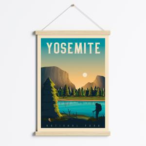 Affiche Yosemite Etats-Unis   Cadre Magnétique (Bois) 50x70…