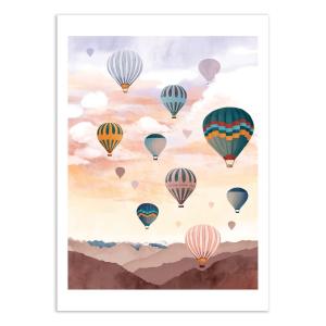 AIRBALLOON SKY - GOED BLAUW - Affiche d'art 50 x 70 cm