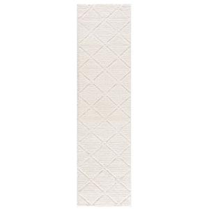 AMORE 01 - Tapis à poils longs et relief crème 80x300cm