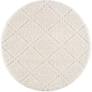 AMORE 01 - Tapis rond à poils longs et relief crème 160x160…