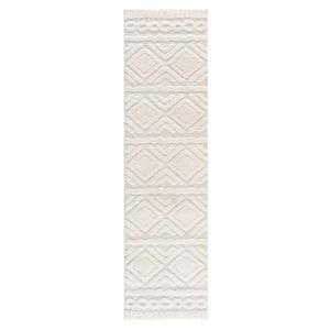 AMORE 02 - Tapis à poils longs et relief crème 80x300cm