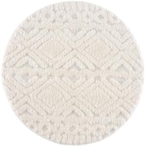 AMORE 02 - Tapis rond à poils longs et relief crème 160x160…