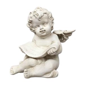Ange chérubin en résine blanc 8 x 10 cm