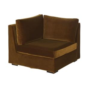 Angle pour canapé modulable en velours coloris bronze