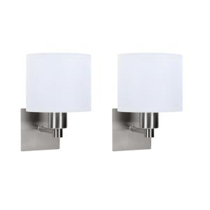 Applique LED (2 pièces) avec Abat-jour Tambour Nickel satin…