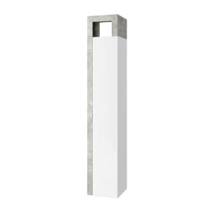 Armoire  1 porte 5 étagères blanc laqué et aspect béton
