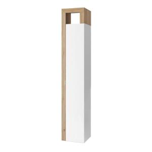 Armoire  1 porte 5 étagères blanc laqué et aspect bois fini…