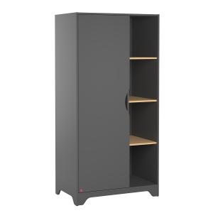 Armoire 1 Porte et 3 Étagères Ouvertes H179.5cm - Gris Anth…