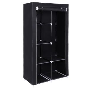 Armoire 1 tringle 6 compartiments tissu non-tissé noir