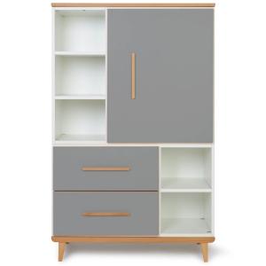 Armoire 147cm 1 porte 2 tiroirs gris ardoise