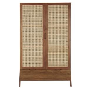 Armoire 2 portes 1 tiroir cannage en rotin L114