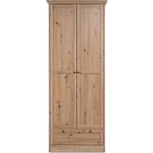 Armoire 2 portes 1 tiroir effet chêne 80 cm