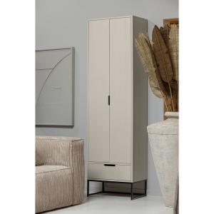 Armoire 2 portes 1 tiroir en pin brouillard