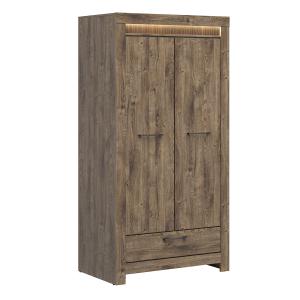 Armoire 2 portes 1 tiroir LED inclus stratifiés beige