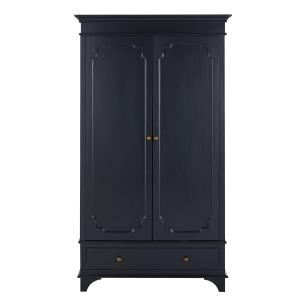 Armoire 2 portes 1 tiroir noir charbon et métal coloris lai…