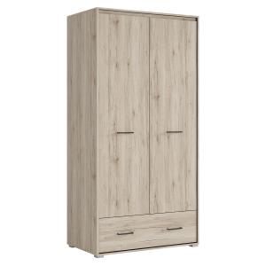 Armoire 2 portes 1 tiroir stratifiés beige et gris