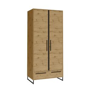 Armoire 2 portes 1 tiroir stratifiés beige et noir