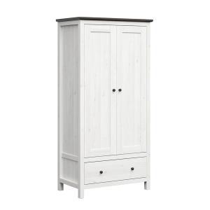 Armoire 2 portes 1 tiroir stratifiés blanc et beige