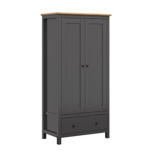 Armoire 2 portes 1 tiroir stratifiés gris et beige