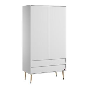 Armoire 2 Portes 2 Tiroirs avec Penderie H191 cm - Blanc