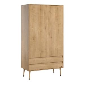 Armoire 2 Portes 2 Tiroirs avec Penderie H191 cm - Effet Ch…