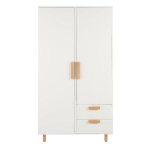 Armoire 2 portes 2 tiroirs blanc crème L100