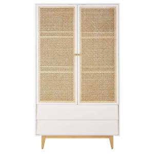 Armoire 2 portes 2 tiroirs cannage en rotin