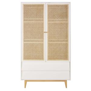 Armoire 2 portes 2 tiroirs cannage en rotin L105