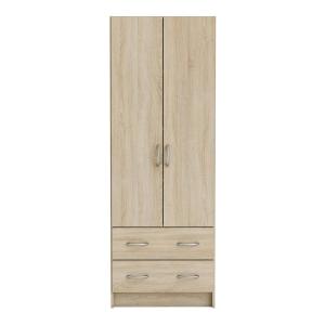 Armoire 2 Portes 2 Tiroirs effet bois - L61 x H169 cm