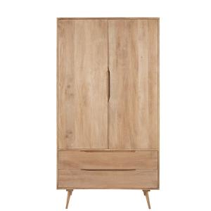 Armoire 2 portes 2 tiroirs en manguier massif L100