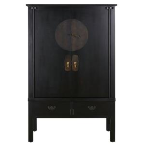 Armoire 2 portes 2 tiroirs noire 117