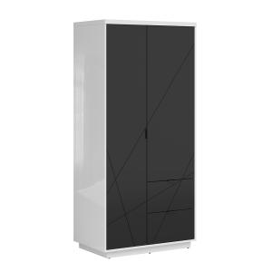 Armoire 2 portes 2 tiroirs stratifiés noir et blanc