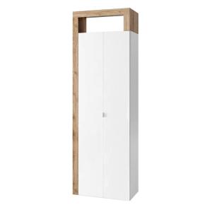 Armoire  2 portes 5 étagères blanc laqué et aspect bois fin…