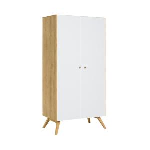 Armoire 2 portes avec penderie et 7 niches  L101 cm - Blanc