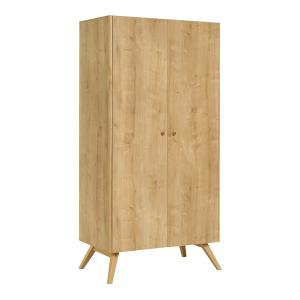 Armoire 2 portes avec penderie et 7 niches  L101 cm - Effet…