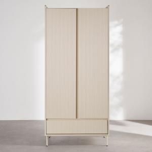Armoire 2 portes battantes 1 tiroir écrue L90