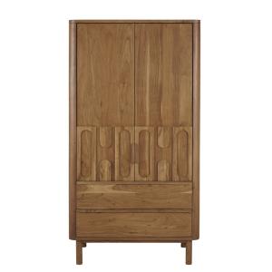 Armoire 2 portes battantes 2 tiroirs marron