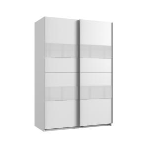 Armoire 2 portes coulissantes avec insert - L135 cm - Blanc