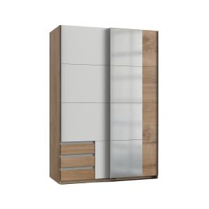 Armoire 2 portes coulissantes dont 1 miroir - L135 cm - Bla…