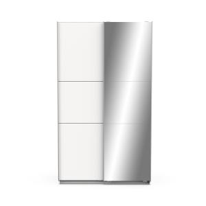 Armoire 2 portes coulissantes et miroir - L116,5 cm - Blanc