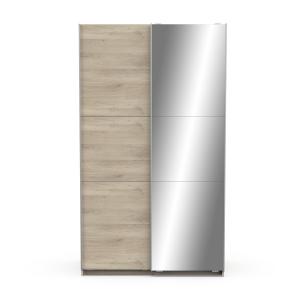 Armoire 2 portes coulissantes et miroir - L116,5 cm - Chene…