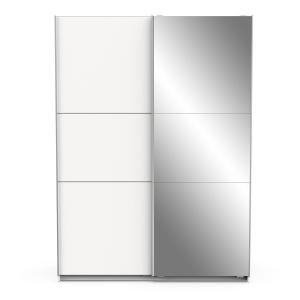 Armoire 2 portes coulissantes et miroir - L148 cm - Blanc