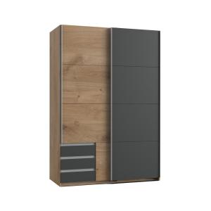 Armoire 2 portes coulissantes - L135 cm - Gris